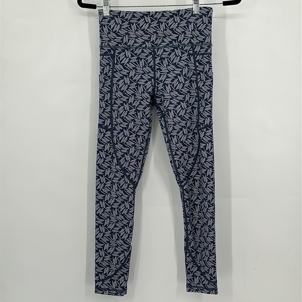 Zyia Active Navy Hay Stacks Pocket Light n Tight Hi-Rise 7/8 Legging Size 4 - Picture 2 of 7